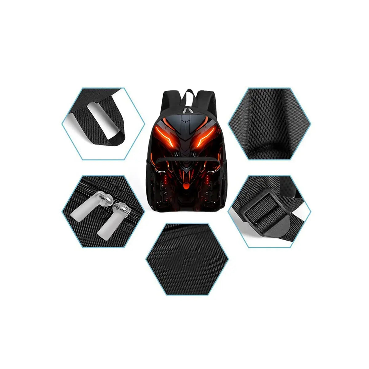 Mochila con bolsillo frontal cuadrado con estampado de robots mecánicos para niños y niñas, los mejores regalos, mochila escolar de dibujos animados plana 2D para niños