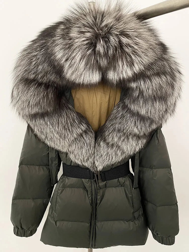 OFTBUY 2025 new women's winter clothing, white duck down coat, natural fox fur hooded jacket, fashionable warm padded jacket for women