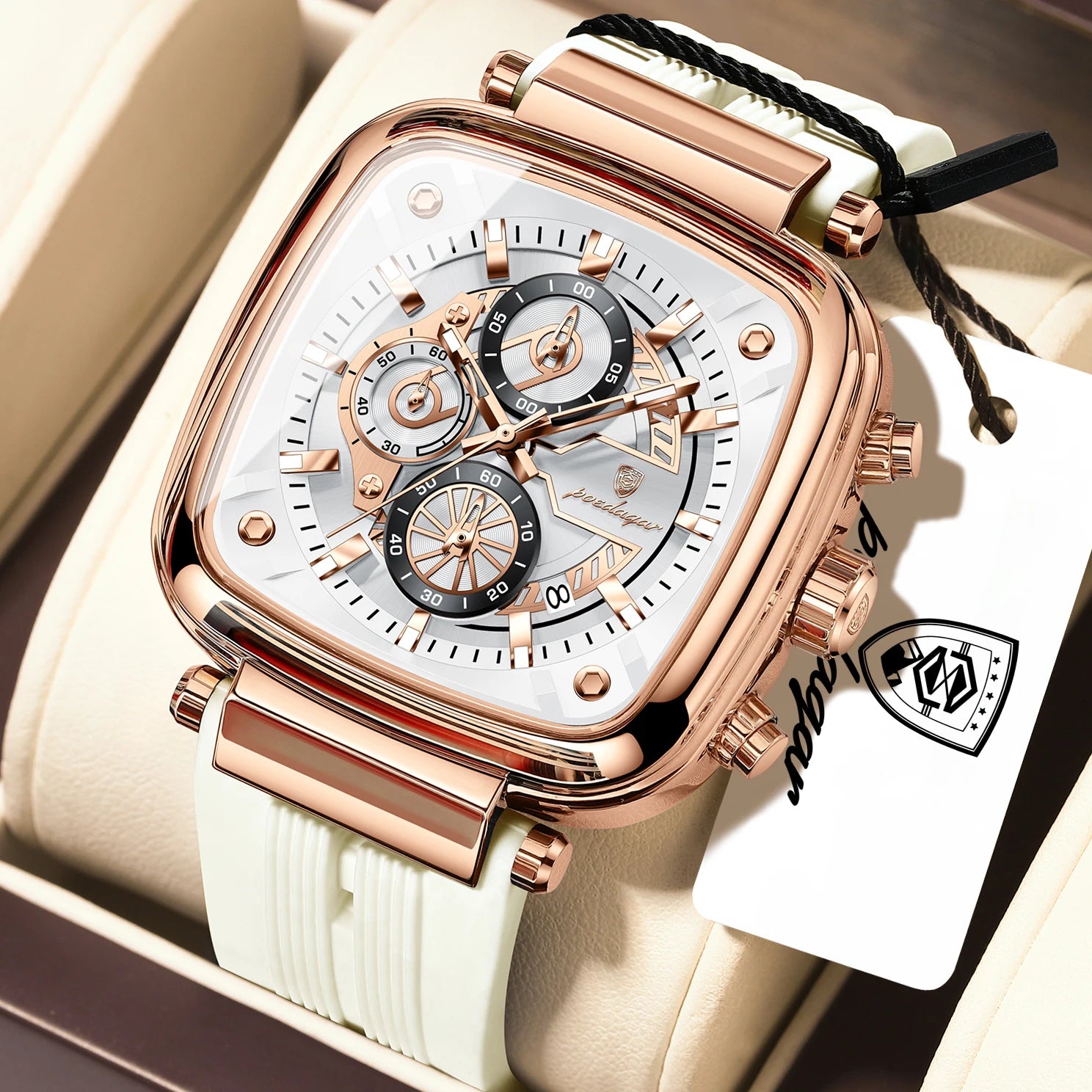 Reloj de lujo POEDAGAR para hombre, calendario, luminoso, resistente al agua, cronógrafo, deportivo, de silicona, reloj de cuarzo para hombre.