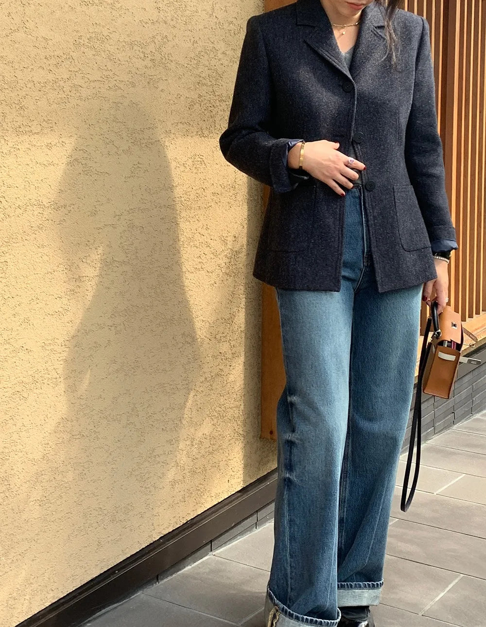 Chaqueta de traje de lana elegante coreano para mujer Otoño e Invierno Slim Fit marrón viajero abrigo de lana de gama alta Blazers ropa de mujer