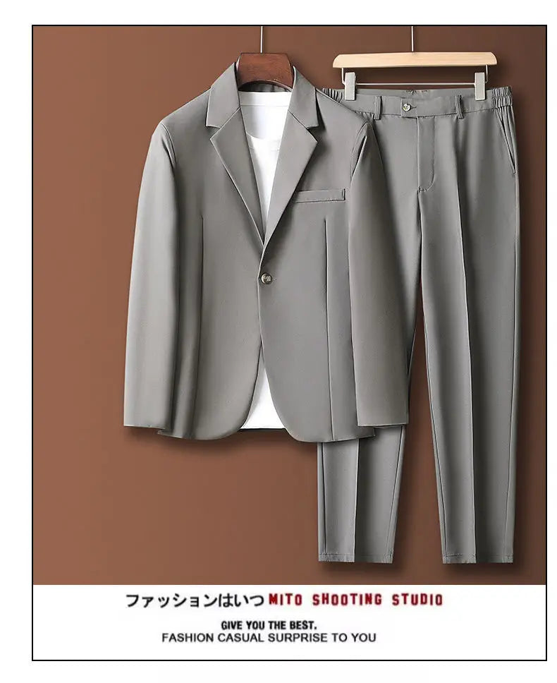 Chaqueta de traje informal para hombre, estilo coreano, holgada, a la moda, con un solo pecho y hombros, primavera y otoño, elegante