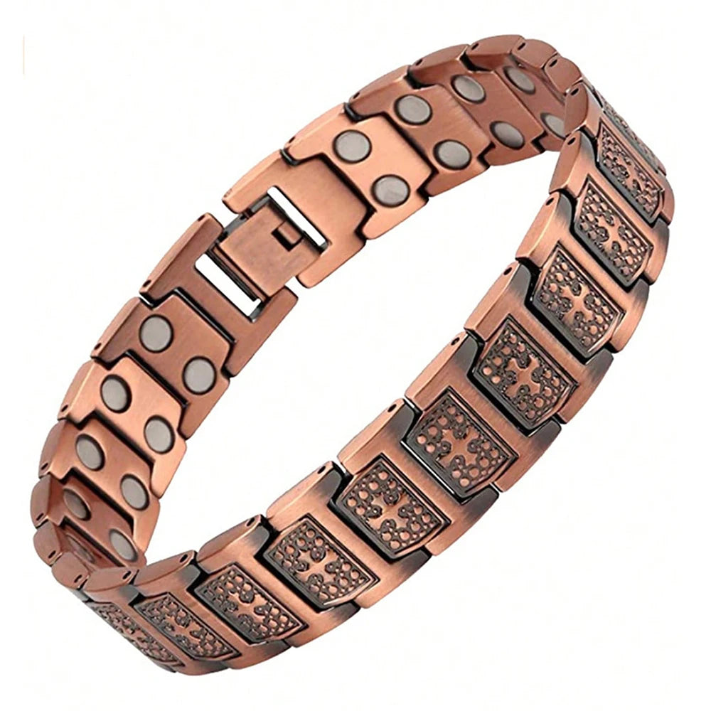 Pulsera de cobre magnética completa en forma de cruz de estilo Retro de moda, pulsera de piedra magnética de fantasma oscuro, joyería de Halloween/Navidad