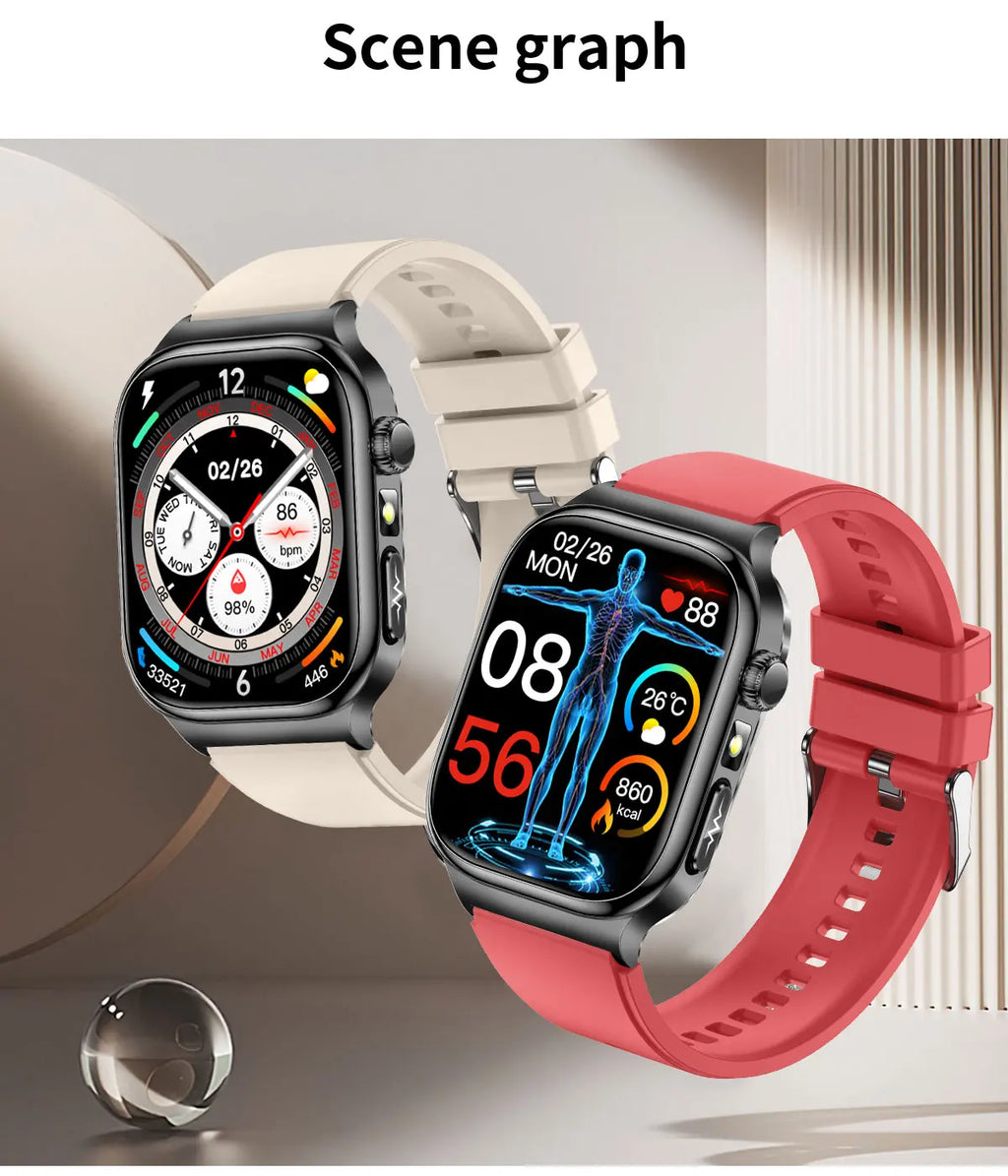 Nuevo Reloj Inteligente de Salud Nivel Hospitalario 2026 con Medición de Grasa Corporal, ECG, Oxígeno en Sangre, Presión Arterial, Pantalla AMOLED HD, Llamadas y Funciones Deportivas para Hombre