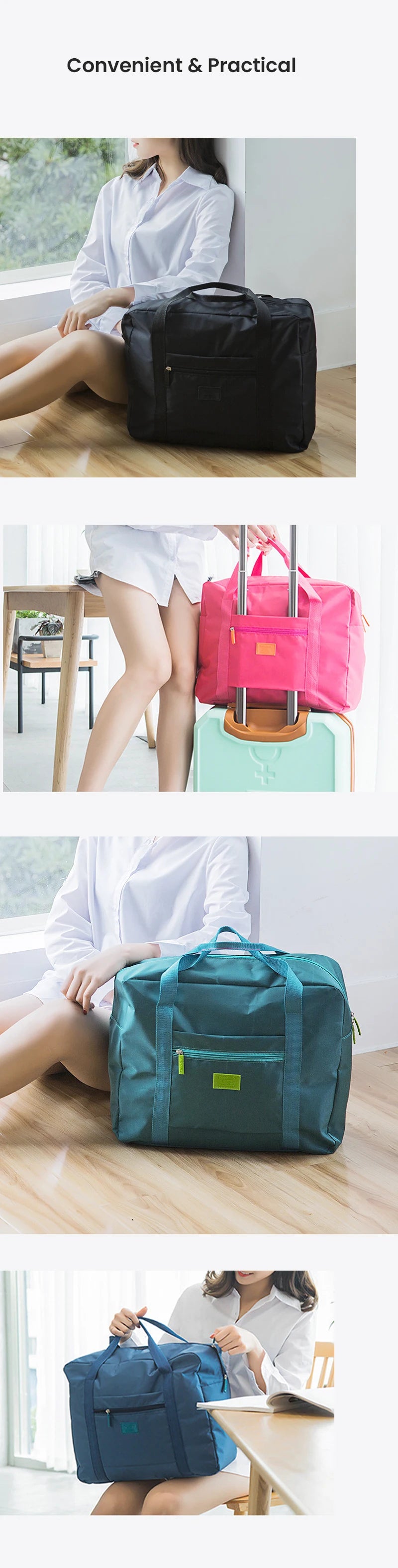 Bolsa de Viaje Ligera y Plegable, Bolsa de Mano Unisex, Equipaje de Mano para Fines de Semana, Estancias Cortas, Viajes, Bolsas Organizadoras de Maletas
