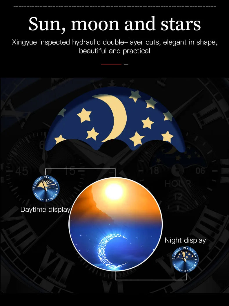 OLEVS 2871 reloj de cuarzo para hombre de la mejor marca, reloj de negocios noctilucente resistente al agua de lujo, correa de cuero, reloj de fase lunar, reloj Masculino
