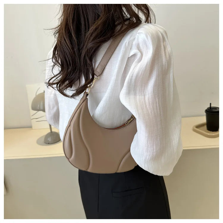 Elegante bolso de axila de cuero de Pu en relieve para mujer, bolso de hombro, bolso de mano de moda, bolso cruzado versátil para ir al trabajo