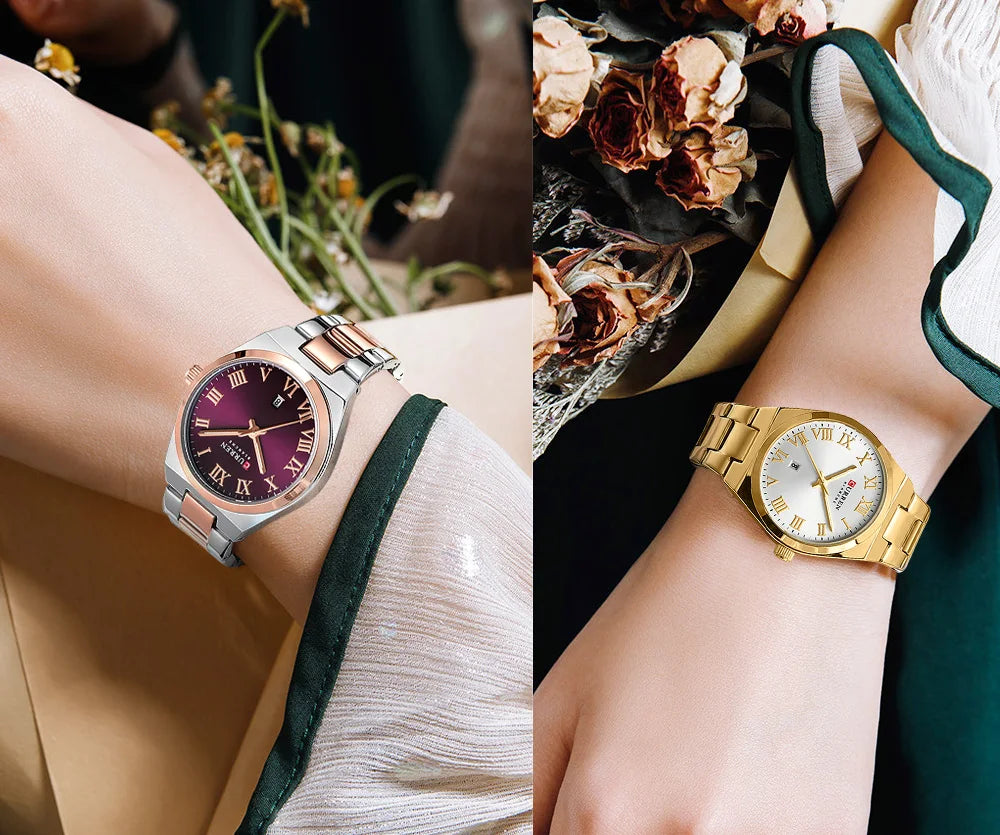 Relojes CURREN de lujo para mujer, relojes de pulsera de cuarzo de acero inoxidable informales a la moda para mujer, regalo para novia resistente al agua