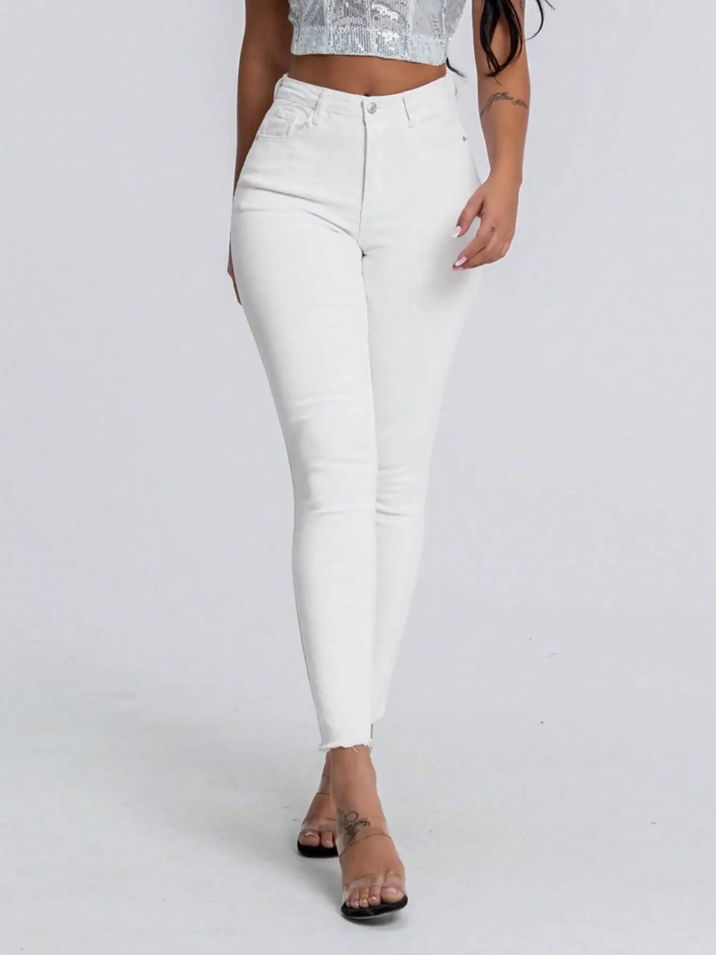 Jeans de Cintura Alta y Corte Ajustado para Mujer, Jeans de Mezclilla Elásticos y Ajustados, Ropa Casual Elegante, Perfecta para Uso Diario