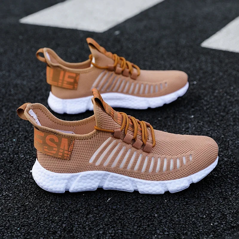 Zapatillas de tenis informales de malla para hombre, zapatos vulcanizados transpirables, suela suave, ligeros, al aire libre para senderismo, cómodos para correr, Verano