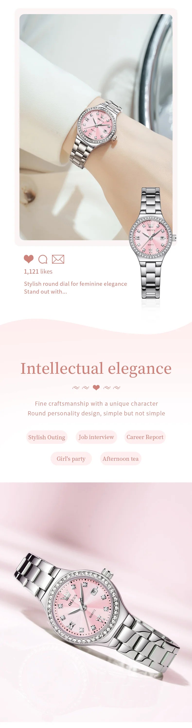 OLEVS Brand Original Quartz Watch Women Watch Fashion Waterproof Luminous Stainless Steel Diamond Date Women's Watch Reloj
