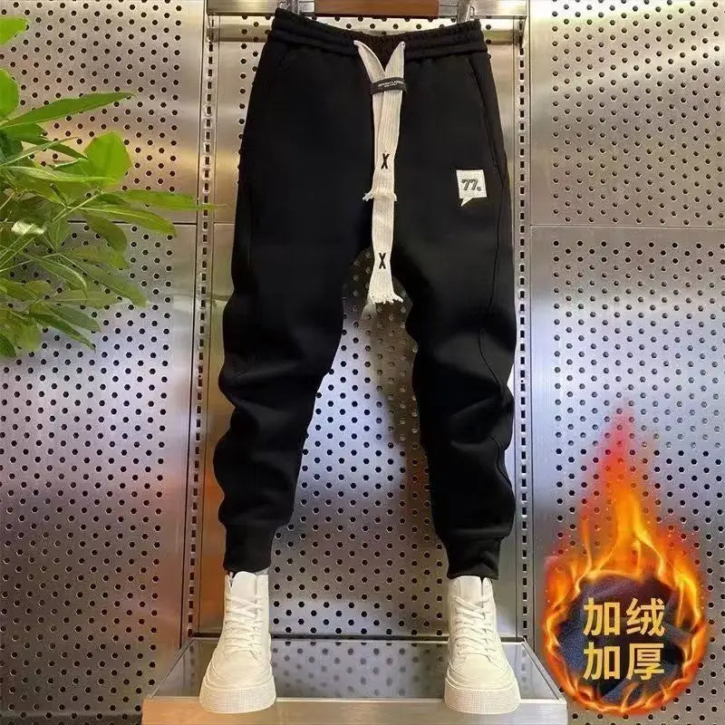 Pantalones bombachos de forro polar grueso para hombre, ropa deportiva informal, ropa de calle, otoño e invierno, novedad de 2024
