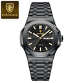 POEDAGAR, relojes cuadrados de lujo para hombre, Reloj luminoso resistente al agua con fecha y semana para hombre, Reloj de pulsera de cuarzo a la moda de acero inoxidable para hombre