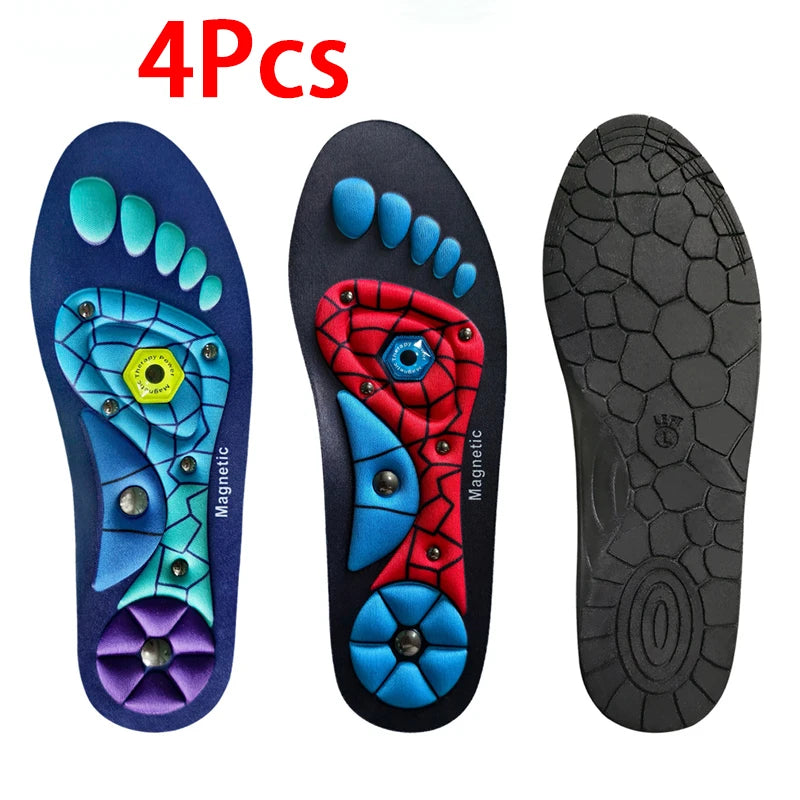NUEVAS Plantillas Ortopédicas con Soporte de Arco, Plantillas de Masaje con Acupresión Plantar, Plantillas de Masaje con Terapia Magnética para Hombres y Mujeres, 2 Piezas/4 Piezas