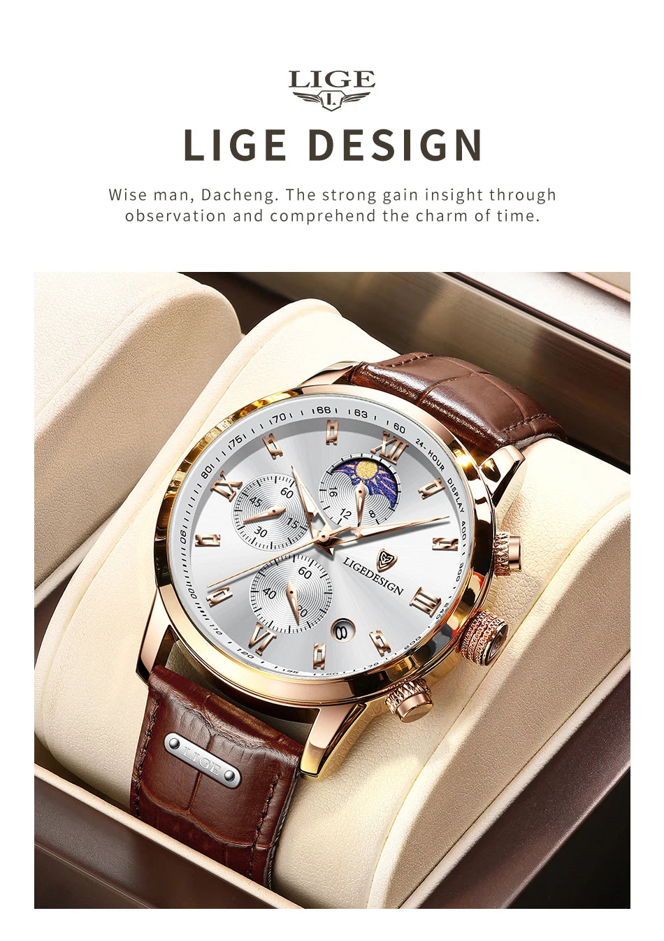 Nuevos relojes para hombre LIGE, marca superior, reloj de pulsera de lujo para hombre, reloj de cuarzo de cuero, reloj deportivo resistente al agua para hombre, reloj Masculino + caja