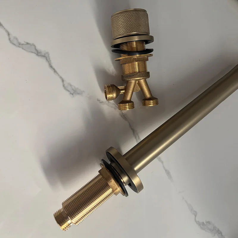 Grifo de baño de agua fría y caliente con cuerpo de cobre, juego de 2 piezas, grifo mezclador para lavabo