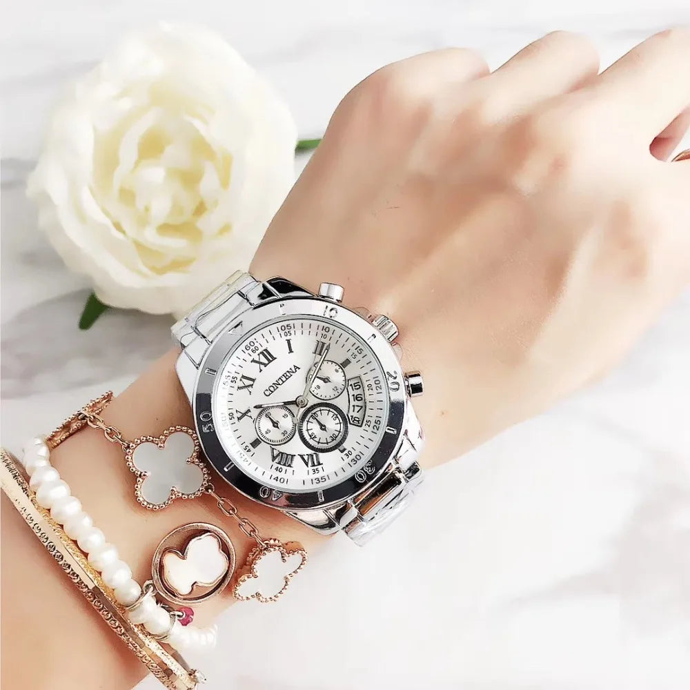 CONTENA Top Brand Luxury Watches for Women Fashion Creative Steel Bracelet Women's Watches Ladies Quartz Watch Reloj Mujer