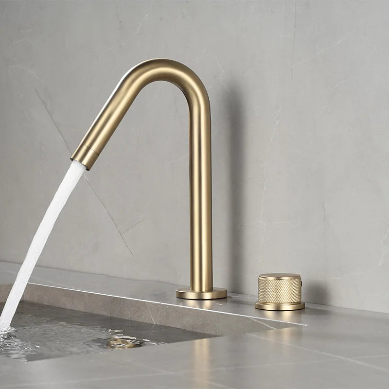 Grifo de baño de agua fría y caliente con cuerpo de cobre, juego de 2 piezas, grifo mezclador para lavabo