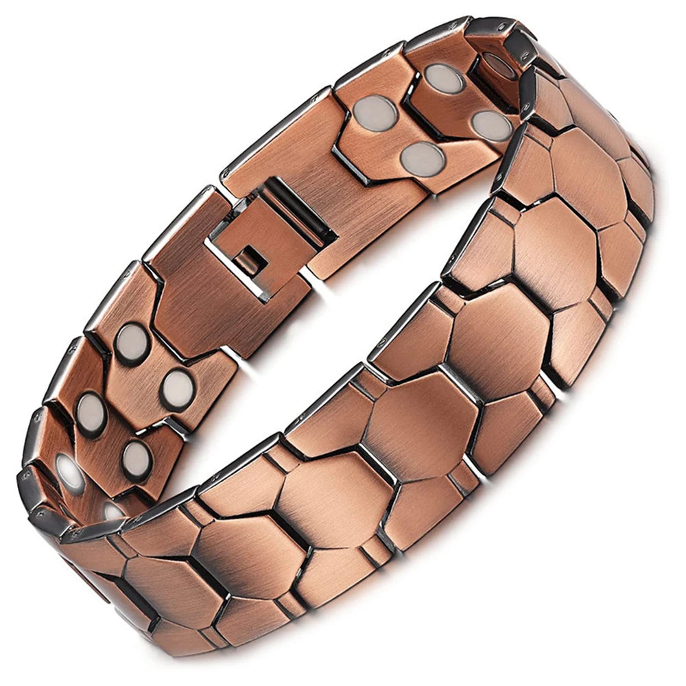 Pulsera de cobre magnética completa en forma de cruz de estilo Retro de moda, pulsera de piedra magnética de fantasma oscuro, joyería de Halloween/Navidad