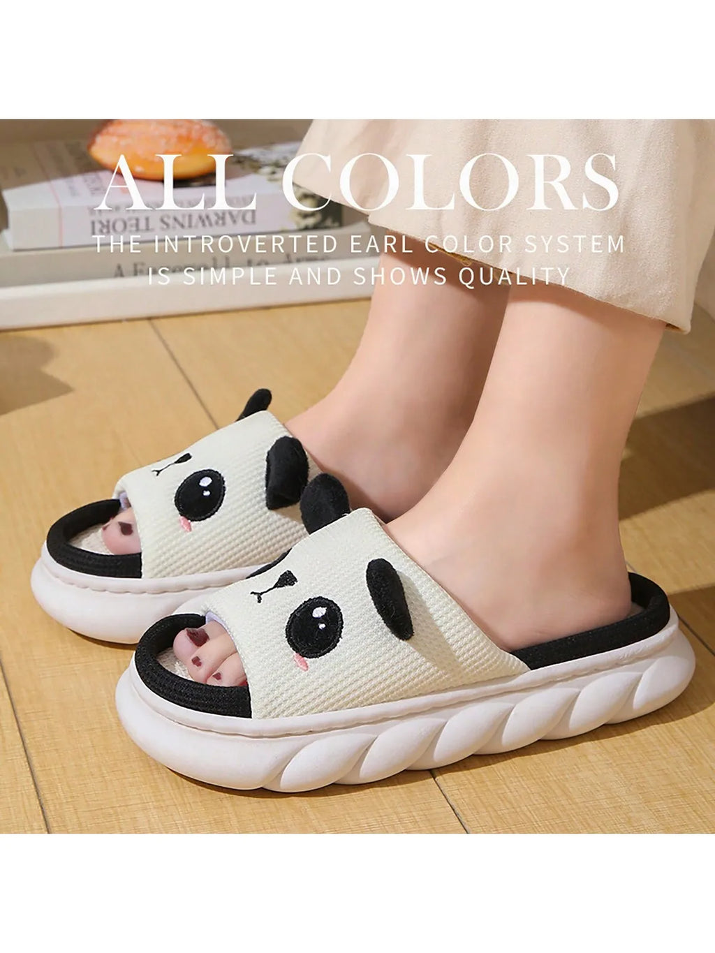Zapatillas de lino de vaca con dibujos animados, sandalias universales de lino y algodón antideslizantes para interior del hogar, para las cuatro estaciones, 2024