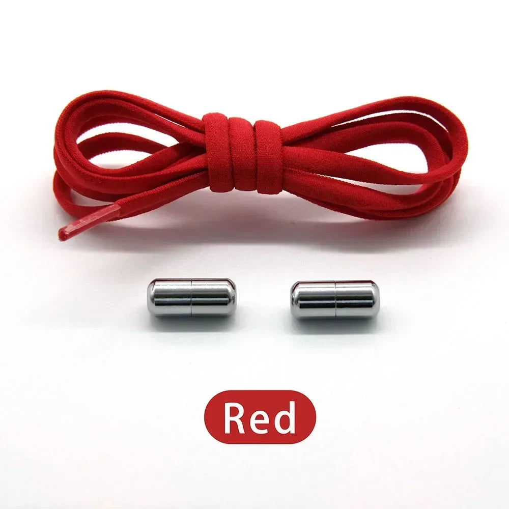 Cordones elásticos sin atar, cordones semicirculares para zapatillas de deporte para niños y adultos, cordones de bloqueo de Metal para perezosos rápidos, cuerdas para zapatos