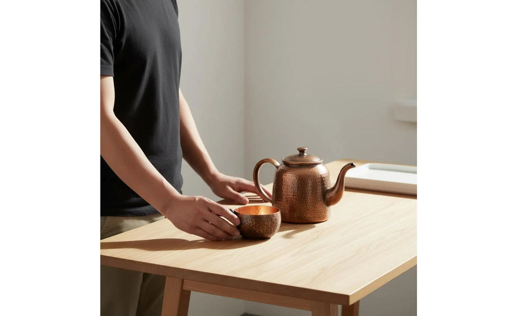 Recipiente para Bebidas de Cobre Martillado, Diseño Chino, Tazón para Bebidas, Taza de Cobre Vintage, Vajilla para Oficina