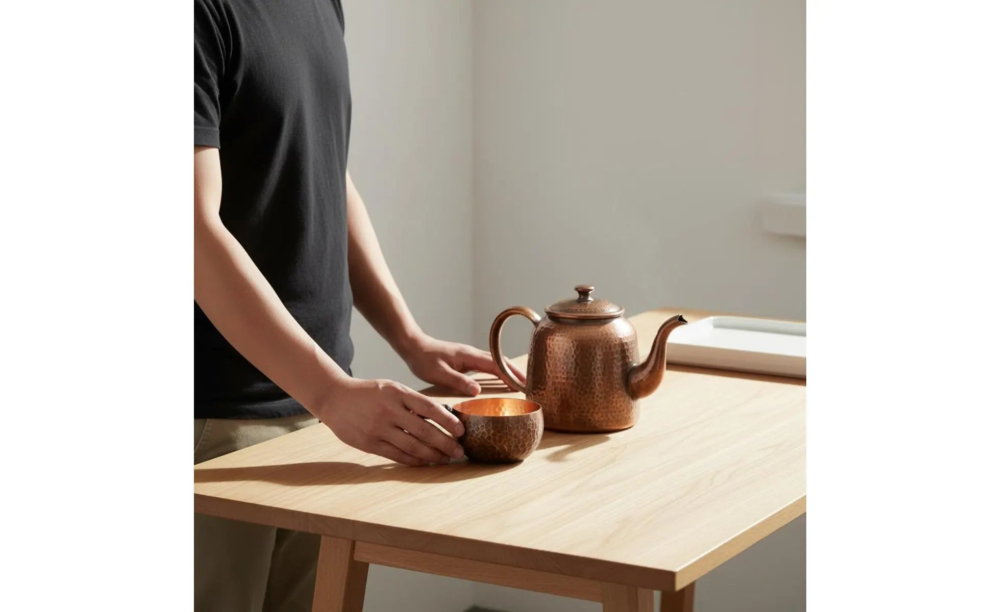 Recipiente para Bebidas de Cobre Martillado, Diseño Chino, Tazón para Bebidas, Taza de Cobre Vintage, Vajilla para Oficina
