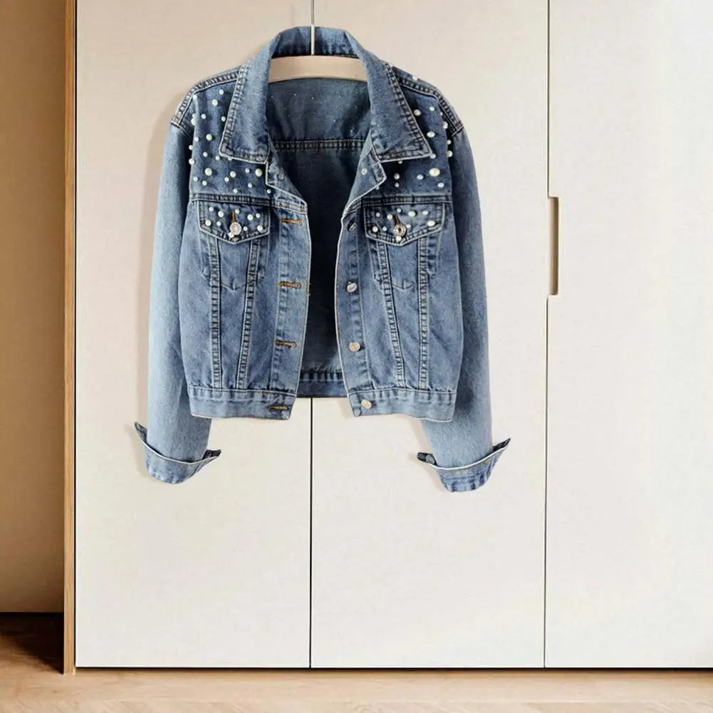 Chaqueta vaquera de un solo pecho para mujer, resistente al desgaste, estilo clásico, talla grande