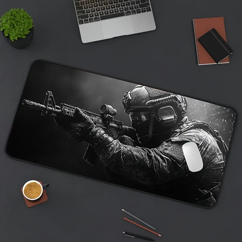 Mousepad XXL Gamer Antideslizante – Bordes Cosidos, Diseño Militar, Varios Tamaños