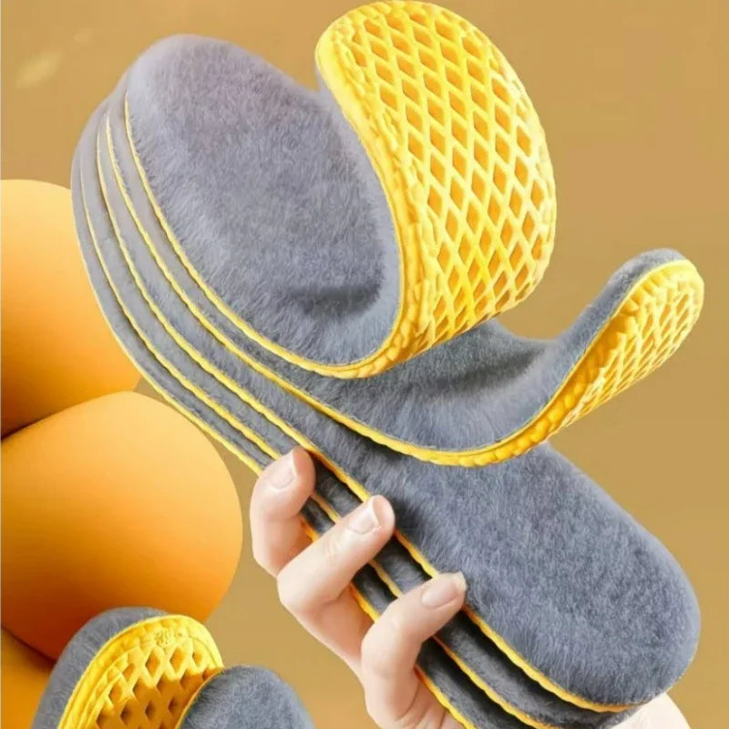 Nuevas plantillas cálidas de felpa para hombres y mujeres, gruesas con felpa, Ultra suaves, absorbentes del sudor, a prueba de olores, plantillas de invierno de algodón de cordero