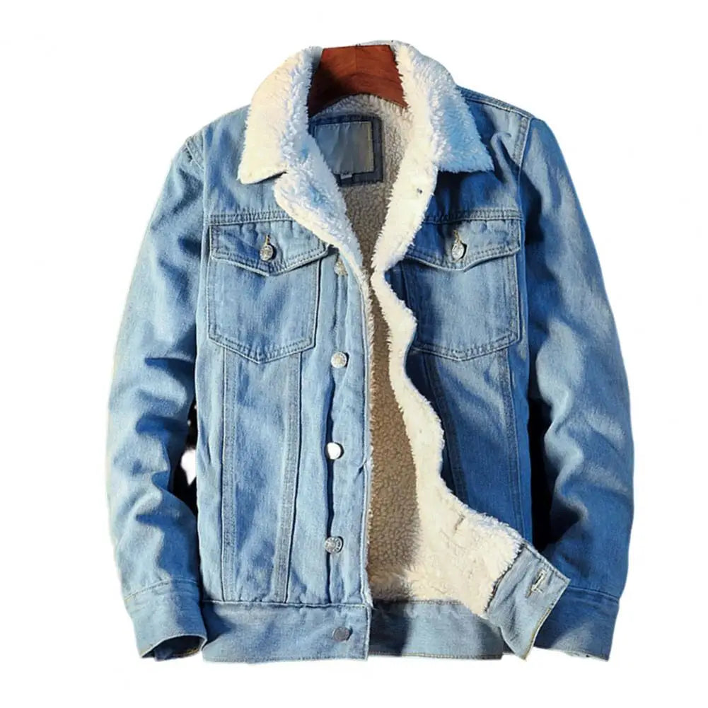 Chaqueta de mezclilla gruesa para hombre, abrigo de terciopelo, Parkas de piel, forro polar interior, invierno y otoño