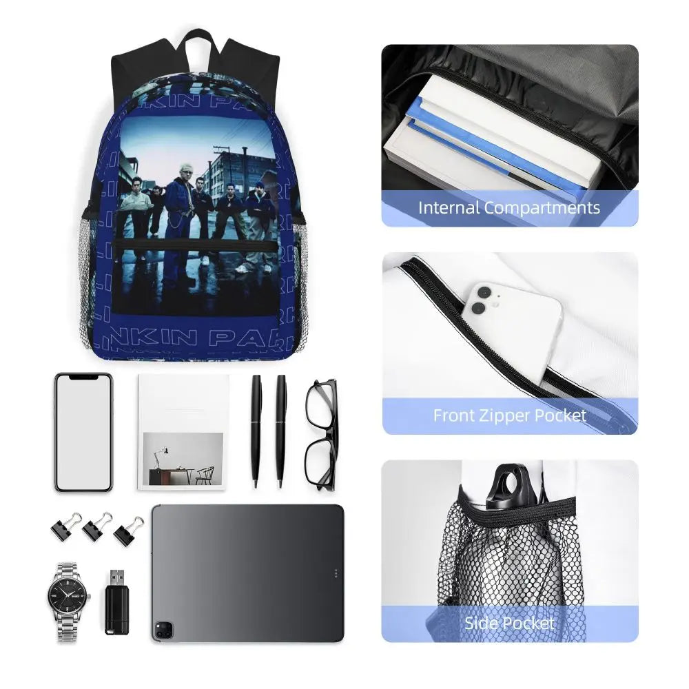 L-Linkin-S P-Park-S Band Mochila para estudiantes Mochila escolar Mochila de viaje para senderismo para niños y niñas Mochila de moda Bolsos de hombro