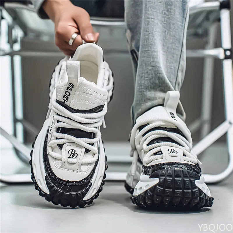 Novedad de primavera y verano para hombre, zapatos deportivos informales y cómodos con suela gruesa y versátiles a la moda para aumentar la altura