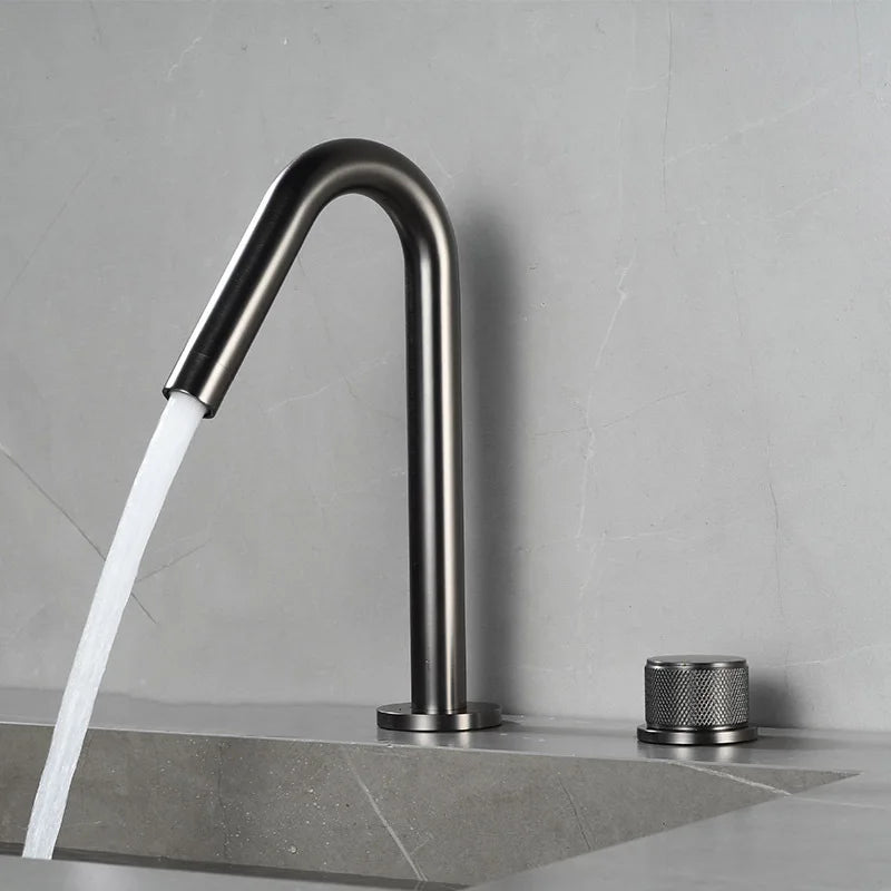 Grifo de baño de agua fría y caliente con cuerpo de cobre, juego de 2 piezas, grifo mezclador para lavabo