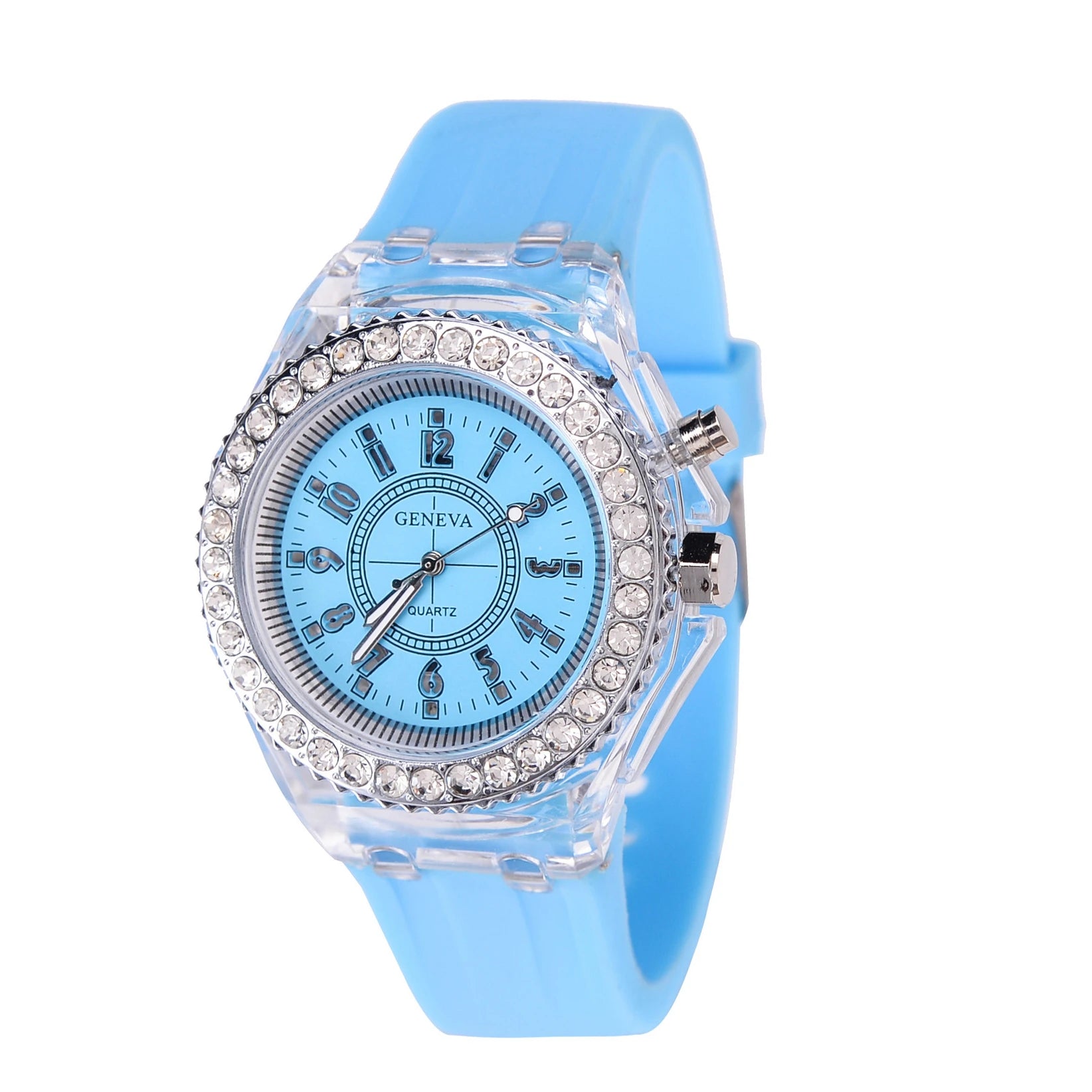 Relojes luminosos con destellos de luz LED para mujeres, hombres, niños y niñas, reloj de pulsera de silicona, reloj de diamantes de imitación a la moda, reloj para niños, reloj Saati