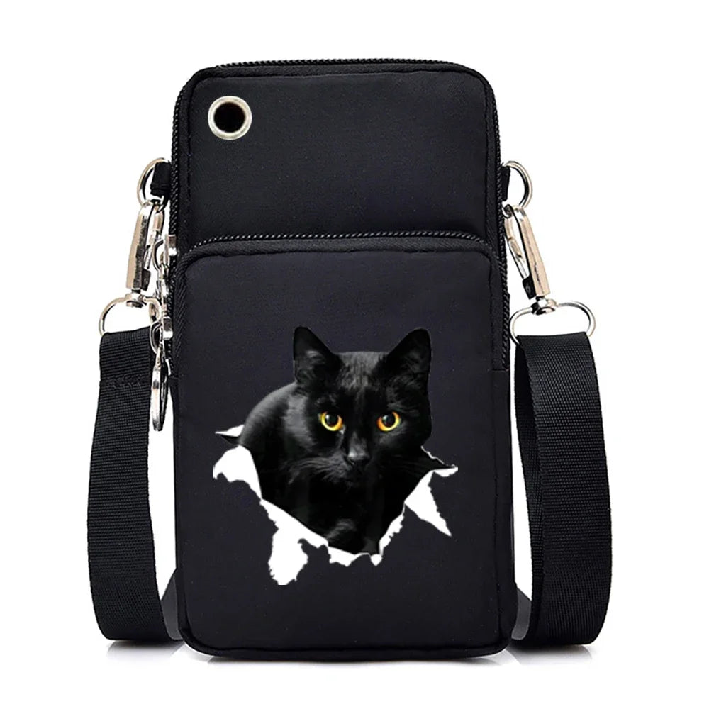 Bolsos cruzados pequeños con gráficos de gato para mujer, Mini bolso para teléfono móvil con animales Harajuku, bandolera para adolescentes, bolsos y bolsos para mujer