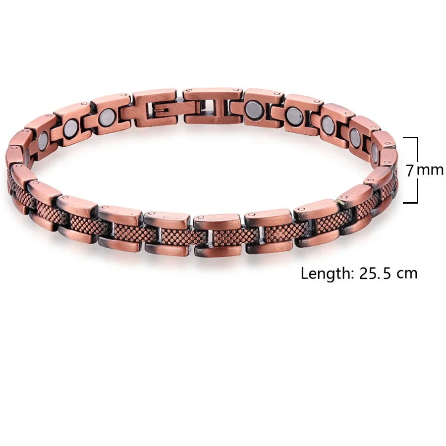 Tobilleras de terapia magnética para mujer, 99.9% de cobre sólido puro, imanes de Gauss, alivio del dolor en el tobillo para artritis, tamaño ajustable