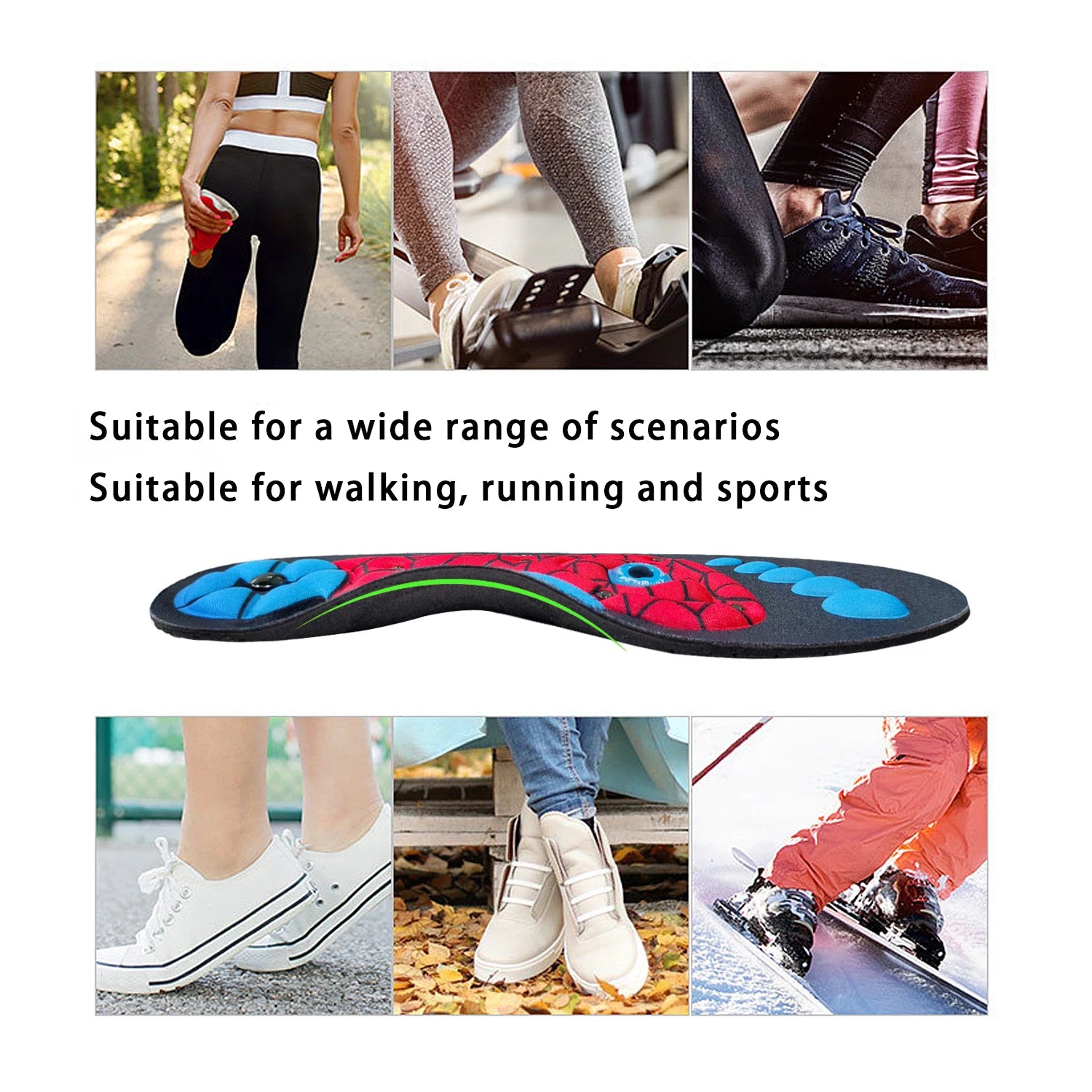 NUEVAS Plantillas Ortopédicas con Soporte de Arco, Plantillas de Masaje con Acupresión Plantar, Plantillas de Masaje con Terapia Magnética para Hombres y Mujeres, 2 Piezas/4 Piezas