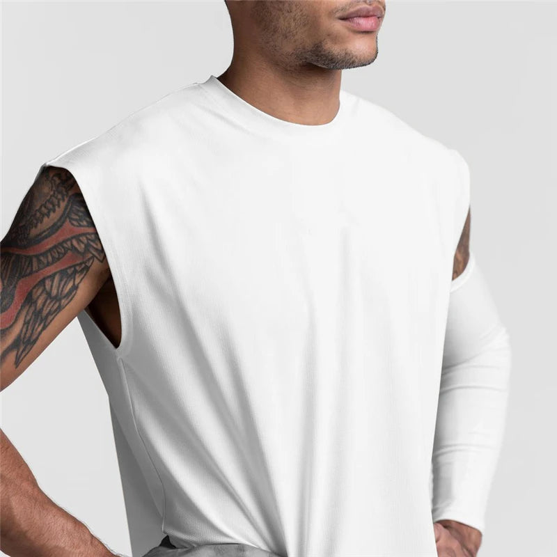 Chaleco de gimnasio de malla de verano para hombre, camiseta sin mangas deportiva holgada de secado rápido para ejercicio físico, camiseta sin mangas para culturismo