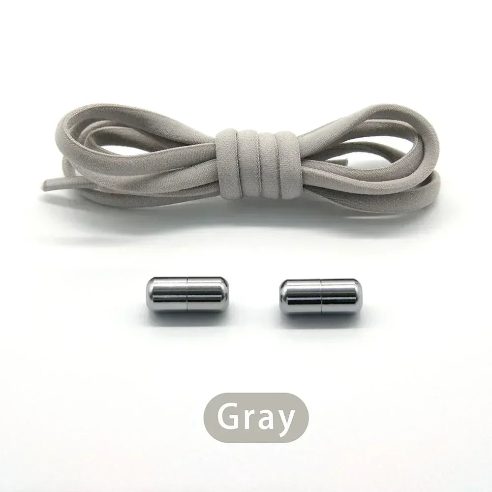 Cordones elásticos sin atar, cordones semicirculares para zapatillas de deporte para niños y adultos, cordones de bloqueo de Metal para perezosos rápidos, cuerdas para zapatos