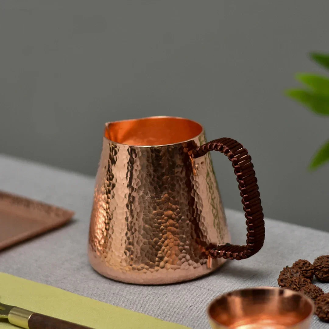 Jarra para Latte de cobre puro de 500ml, jarra para leche, ollas de agua, hervidores, martillo, vajilla artesanal para bebidas