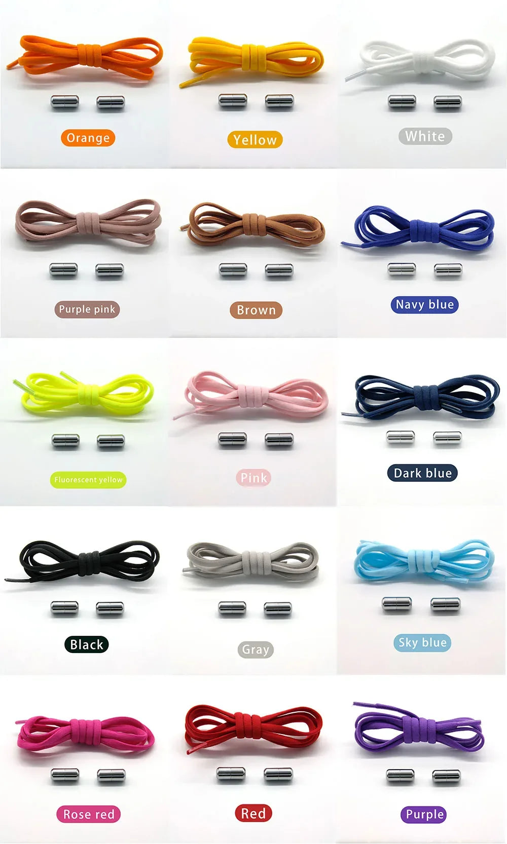 Cordones elásticos sin atar, cordones semicirculares para zapatillas de deporte para niños y adultos, cordones de bloqueo de Metal para perezosos rápidos, cuerdas para zapatos