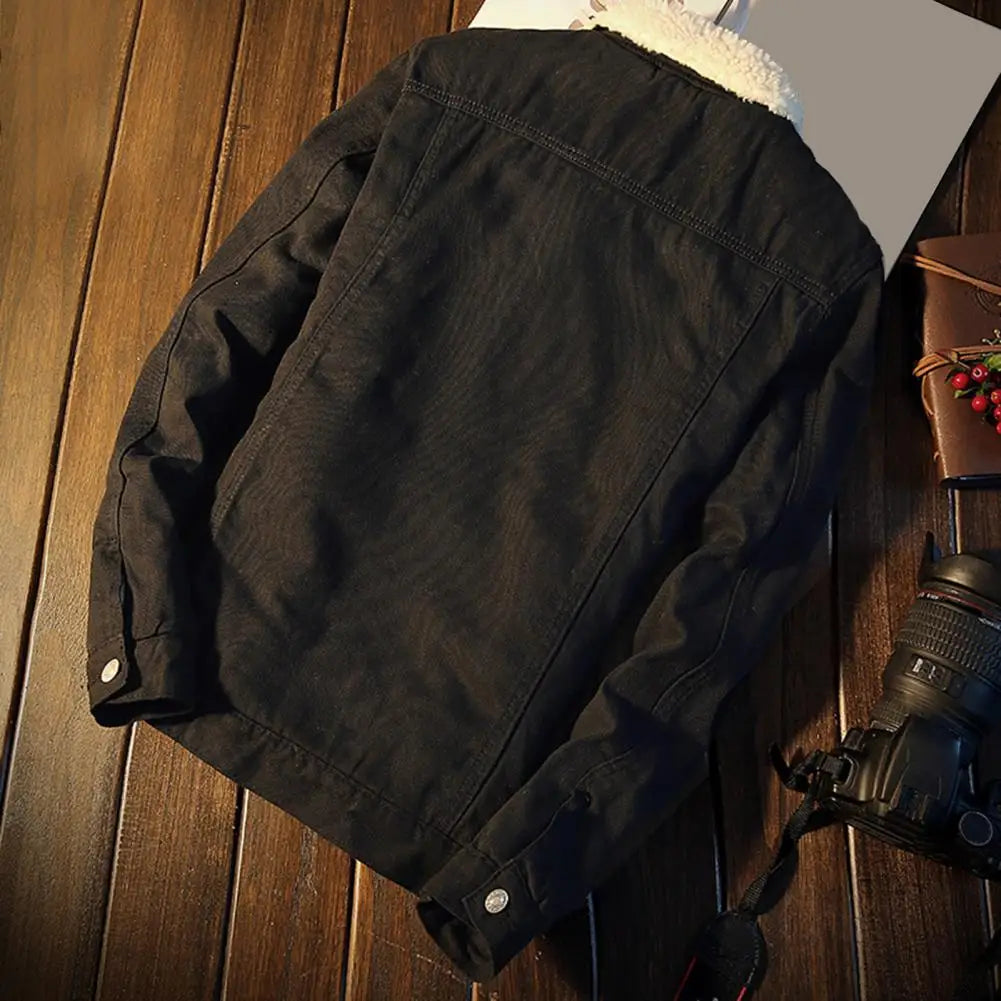 Chaqueta de mezclilla gruesa para hombre, abrigo de terciopelo, Parkas de piel, forro polar interior, invierno y otoño