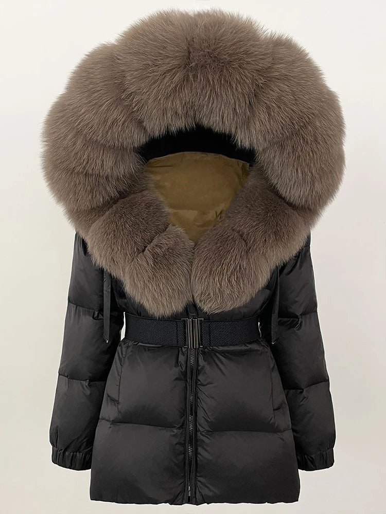 OFTBUY 2025 new women's winter clothing, white duck down coat, natural fox fur hooded jacket, fashionable warm padded jacket for women