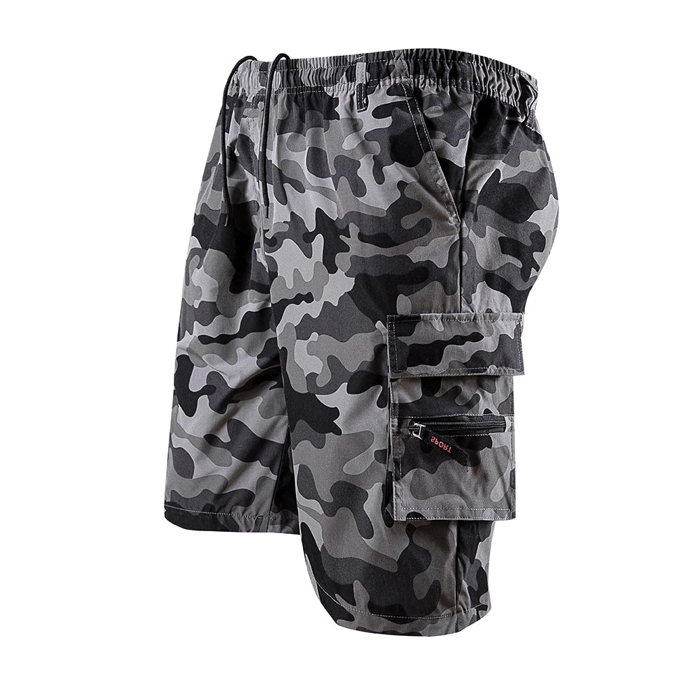 Pantalones cortos Cargo de verano para hombre, pantalones cortos informales holgados de Color sólido, pantalones cortos militares con bolsillo a la moda, pantalones deportivos para correr de camuflaje para hombre