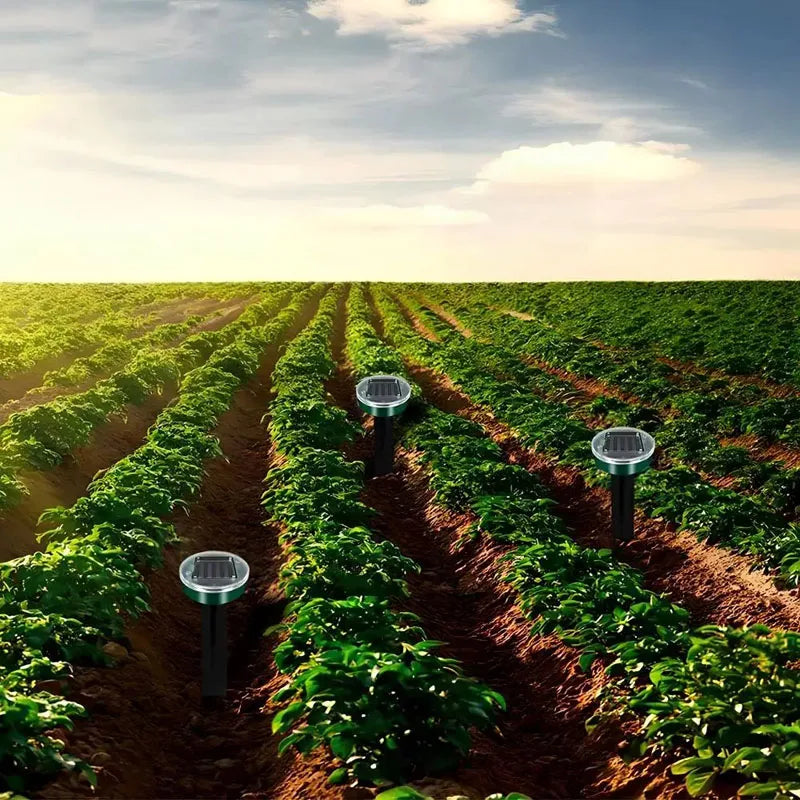 Ahuyentador Solar Ultrasónico de Roedores y Topos – IP44, LED, Pack x4