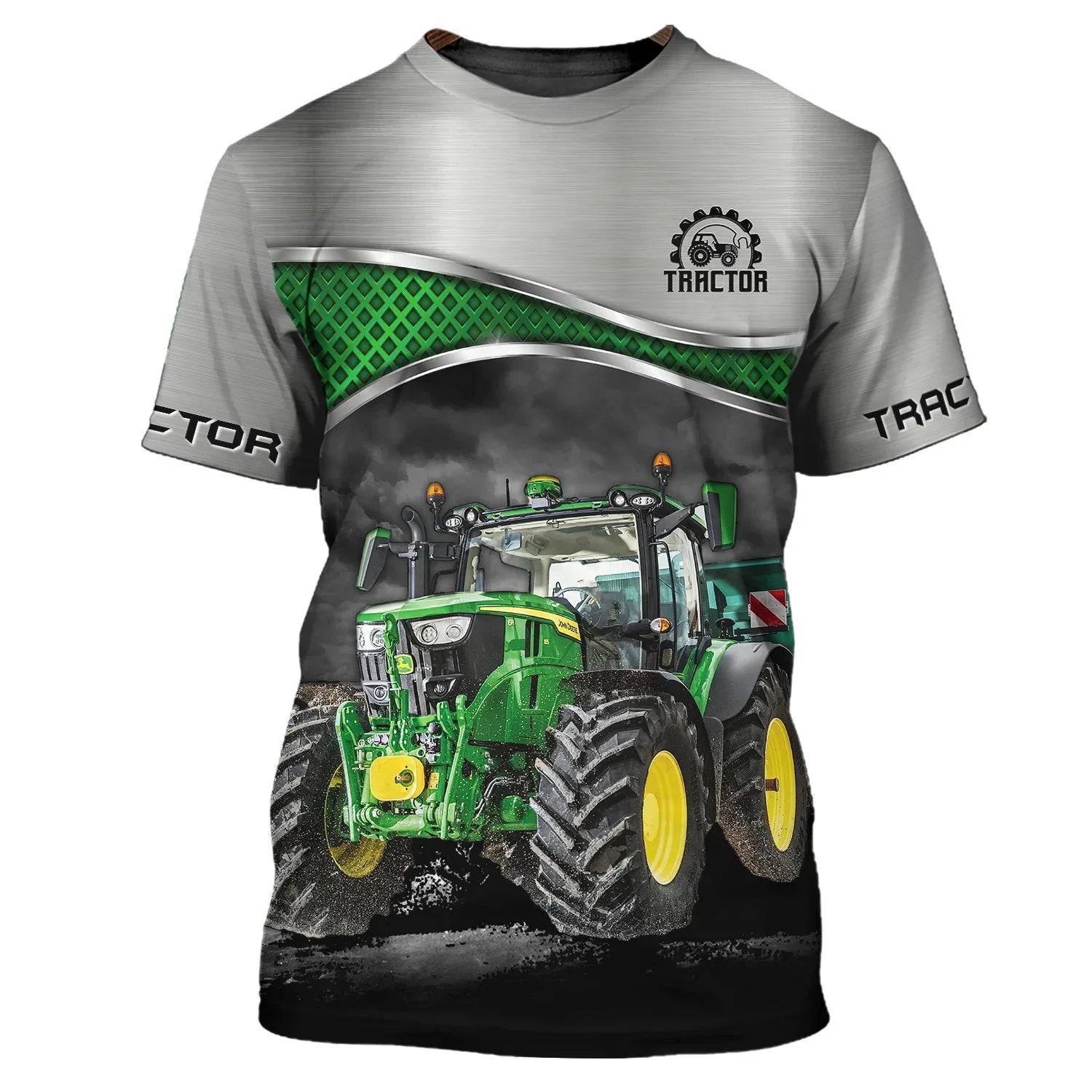 Camiseta con patrón de Tractor de granja para hombre, Top de manga corta con cuello redondo, tendencia de conductor de camión, secado rápido, gran oferta, Verano