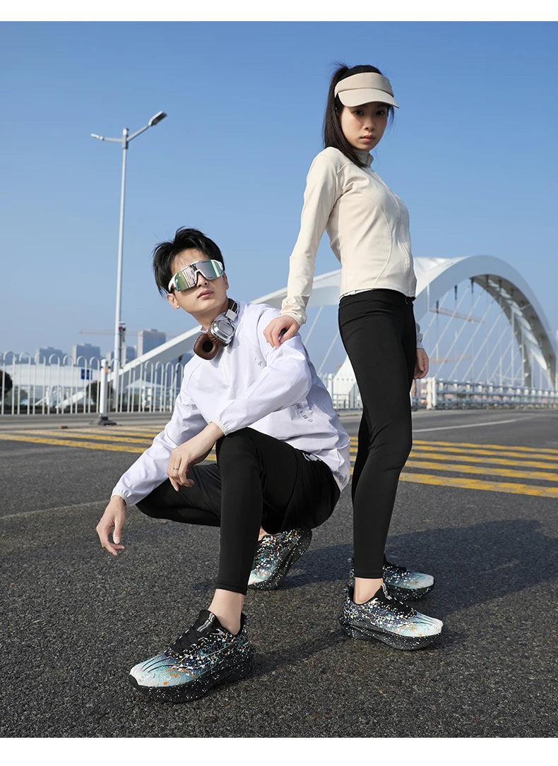 Zapatillas Deportivas para Mujer con Placa de Carbono Degradada, Amortiguadoras, Transpirables, Ligeras y Antideslizantes