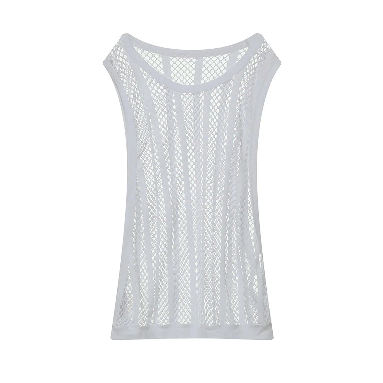 Camisetas sin mangas para hombre, camiseta interior sin mangas, chaleco hueco transparente de malla Sexy, camiseta de rejilla, camiseta musculosa