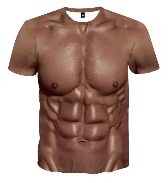 Camiseta con estampado de tatuaje muscular en 3D, camiseta para vacaciones en la playa de verano, camiseta de manga corta con estampado Digital 3d, camisetas informales