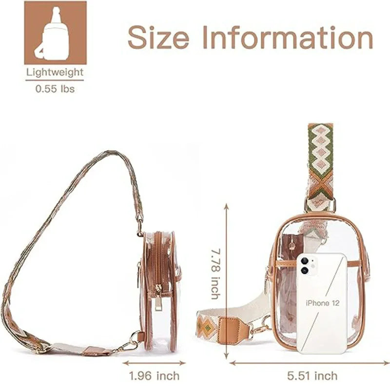 Bolso transparente para eventos en estadios, bolsos transparentes para mujer, bolsos cruzados transparentes para conciertos y deportes